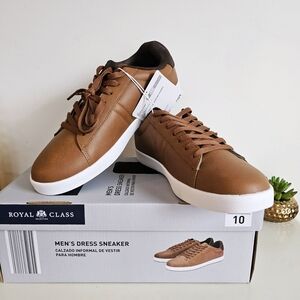 NEW Royal Class Men's Dress Brown Cognac White Sneakers Size 9 & Size 10
